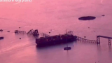 3月26日美国巴尔的摩，乌克兰船长开货船撞毁大型桥梁现场