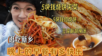 【逛吃新乡】5块钱的烧饼夹菜和肉火烧太狂了！鸡汁豆腐脑仙品！