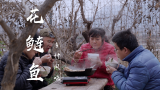 天冷请兄弟们吃“大铁锅炖花鲢”，4个人围着锅，热乎乎越吃越香