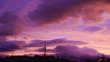 日本各地台风前后天空呈紫色状与台风现场