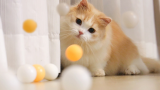 猫咪打乒乓球，一次发一球不过瘾，主人连发几百次！